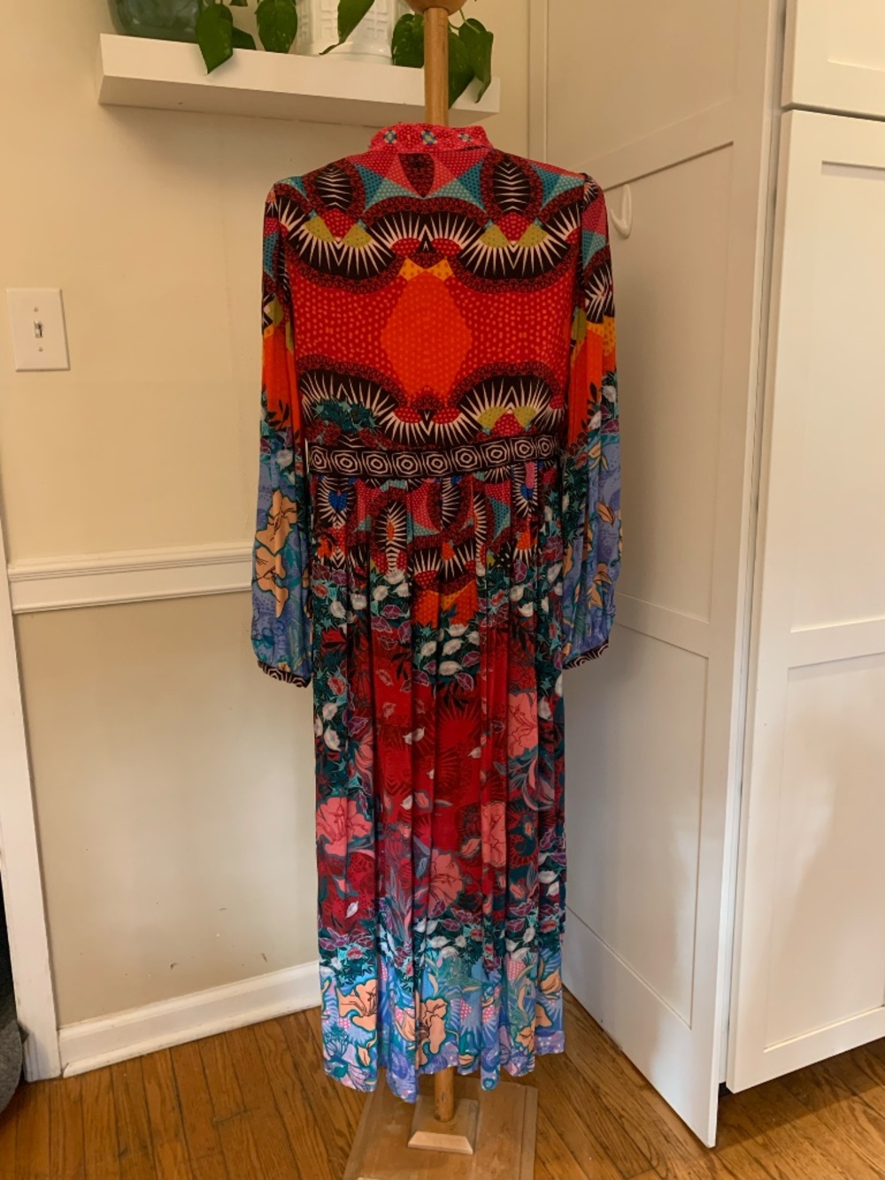 Anthropologie Bhanuni by Jyoti Floral Contrast Maxi Dress Size 10 Boho Beaded - Picture 8 of 8